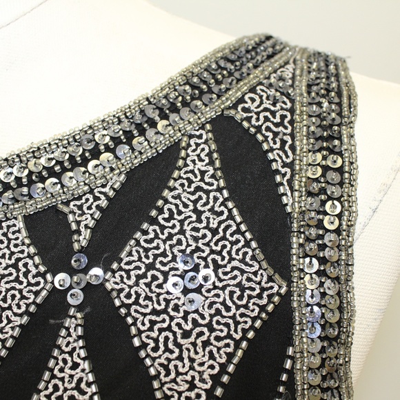 Cote D' Azur Evening Sequined Top Silver Metallic - Picture 3 of 5